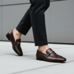 Men's Brown Textured Leather Horsebit Loafers | Shoe Emporium
