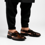 Men's Brown & Black Leather Fisherman Peshawari Kheri | Shoe Emporium