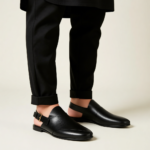 Men's Black Leather Peshawari Kheri with Buckle Strap | Shoe Emporium
