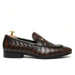 Men's Brown Textured Leather Horsebit Loafers | Shoe Emporium - Image 4