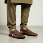Men's Brown Leather Brogue Peshawari Kheri with Buckle Strap | Shoe Emporium