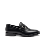 Pointed-Toe Black Leather Loafers with Silver Buckle | Shoe Emporium - Image 3