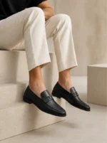 Men's Black Leather Buckle Loafers – Premium Slip-On Shoes | Shoe Emporium