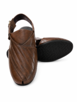 Men's Brown Leather Peshawari Kheri with Buckle Strap | Shoe Emporium - Image 5