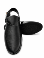 Men's Black Leather Peshawari Kheri with Buckle Strap | Shoe Emporium - Image 5