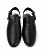 Men's Black Leather Peshawari Kheri with Buckle Strap | Shoe Emporium - Image 2
