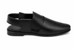 Men's Black Leather Peshawari Kheri with Buckle Strap | Shoe Emporium - Image 3