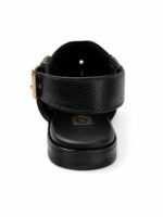 Men's Black Leather Peshawari Kheri with Buckle Strap | Shoe Emporium - Image 4