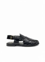 Men's Black Crocodile-Embossed Leather Peshawari Kheri with Buckle | Shoe Emporium - Image 3