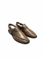 Men's Brown Leather Brogue Peshawari Kheri with Buckle Strap | Shoe Emporium - Image 2
