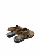 Men's Brown Leather Brogue Peshawari Kheri with Buckle Strap | Shoe Emporium - Image 4