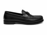 Men's Black Monogram-Embossed Leather Loafers with Buckle | Shoe Emporium - Image 4