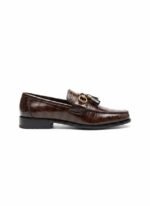 Men's Brown Crocodile-Embossed Leather Tassel Loafers | Shoe Emporium - Image 3