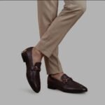 Men's Burgundy Pebbled Leather Loafers with Striped Web Strap | Shoe Emporium