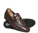 Men's Brown Textured Leather Horsebit Loafers | Shoe Emporium - Image 2