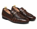 Men's Brown Textured Leather Horsebit Loafers | Shoe Emporium - Image 3