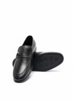 Pointed-Toe Black Leather Loafers with Silver Buckle | Shoe Emporium - Image 4