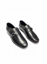 Pointed-Toe Black Leather Loafers with Silver Buckle | Shoe Emporium - Image 2